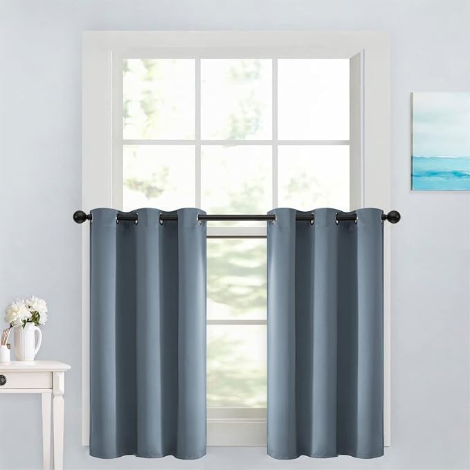 Yakamok Stone Blue Room Darkening Window Curtains 42x36 Inch by Yakamok