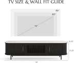 POVISON Fully-Assembled Sliding Tambour Door TV Stand, Mid Century Modern - Image 4
