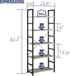 NUMENN 5 Tier Bookshelf, Tall Bookcase Shelf Storage Organizer, Modern Book - Image 3