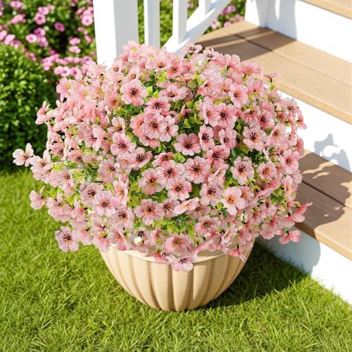 ATTGREAT Artificial Flowers for Outdoors UV Resistant, 24 Bundles(Pink) by WelcometoAttgreatWeHaveAlwaysFirmlyBelievedEndlessBloomsEndlessCreativity