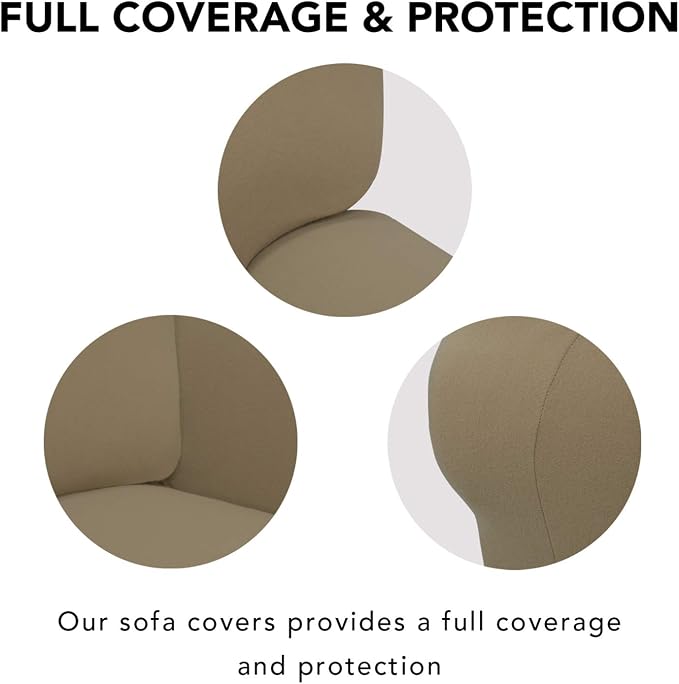 PureFit Stretch Oversized Couch Covers Fleece Sofa Slipcovers Tan | 1-Piece - Image 3