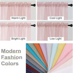 Blush Valances for Windows, Blush Sheer Curtains 14 Inch Length 2 Pack Kitchen - Image 5