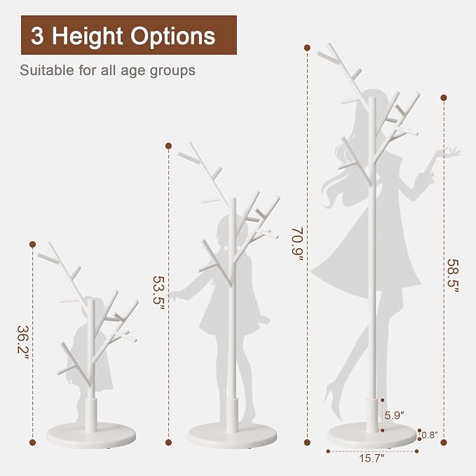 Muwuele Coat Rack, Solid Wood Coat Rack Freestanding - Image 5