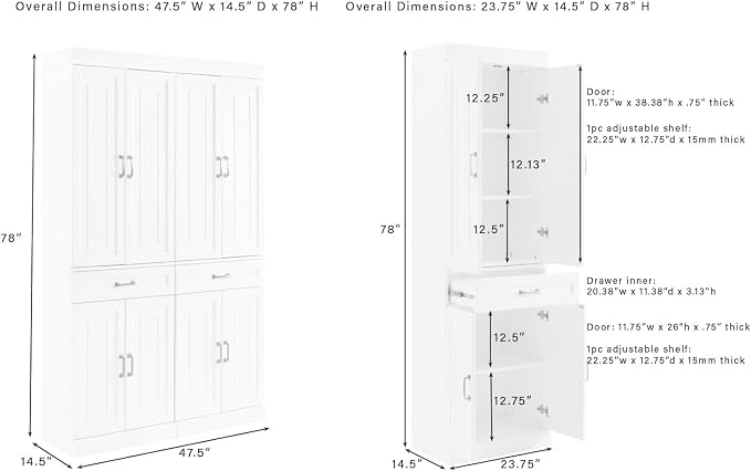 Crosley Furniture Stanton 2-Piece Pantry Storage Cabinet Set - Image 3