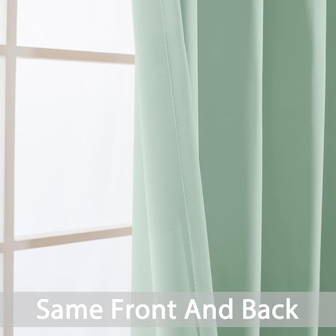 Yakamok Room Darkening Curtains 52x84 inch Light Sage Green-Living Room | 2 - Image 3