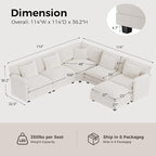 ELUCHANG 114" Oversized V-Shaped Cloud Couch Modular Sectional Sofa - Image 2