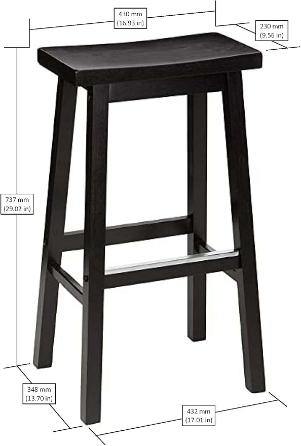 Amazon Basics Solid Wood Saddle-Seat Counter Height Bar Stools - Image 3