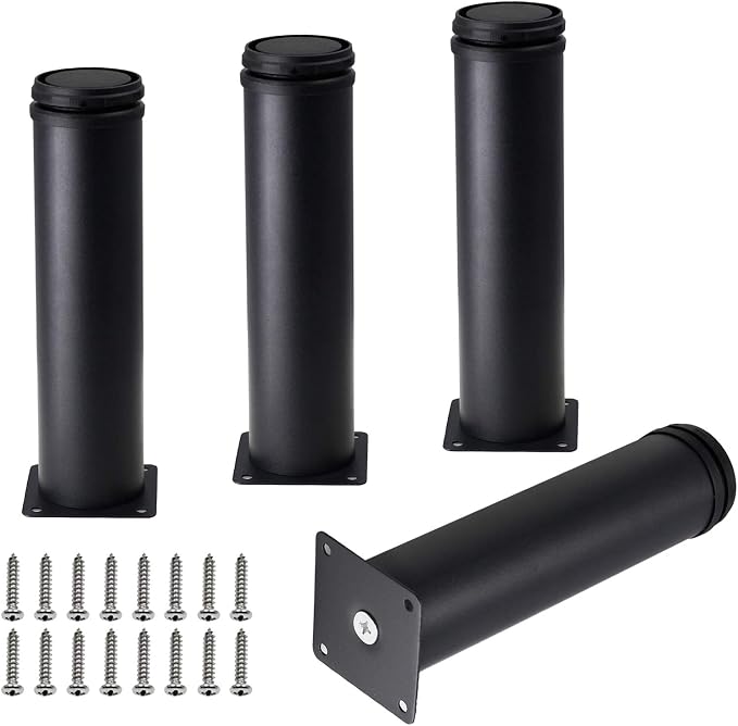Set of 4 Stainless Steel Furniture Legs 8 Inch, Adjustable Round Cabinet Legs by Kyuionty