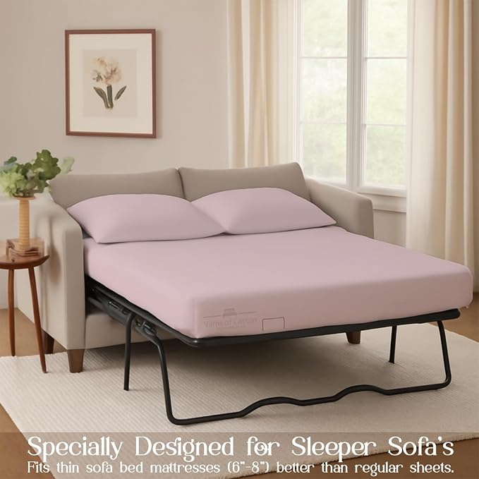 Sleeper Sofa Bed Sheet, 100% Cotton 400 Thread Count, 4 Piece Set, Deep Pocket - Image 3