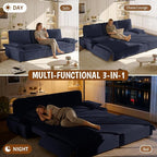 KEIKI 94.5'' King Size Pull Out Sleeper Sofa, 3-in-1 Convertible Futon Couch - Image 4