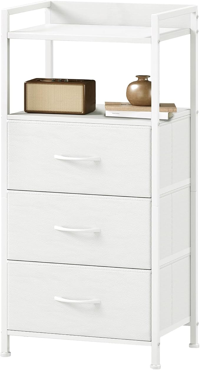 Somdot Nightstand with 3 Drawers, Dresser with Fabric Bins by Somdot