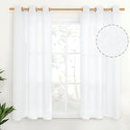 YoungsTex Linen White Semi Sheer Curtains 54 Inch Length 2 Panels Grommet | by YoungsTex