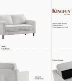 Kingfun 56" Chenille Sofa, Loveseat Couch, Mid Century Modern Love Seat Couches - Image 8
