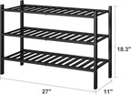 viewcare 3-Tier Black Bamboo Shoe Rack - Image 2