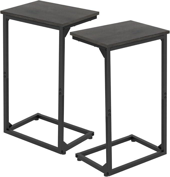 AMHANCIBLE C Shaped End Tables Set of 2, Couch Side Tables that Slide Under Sofa by AMHANCIBLE