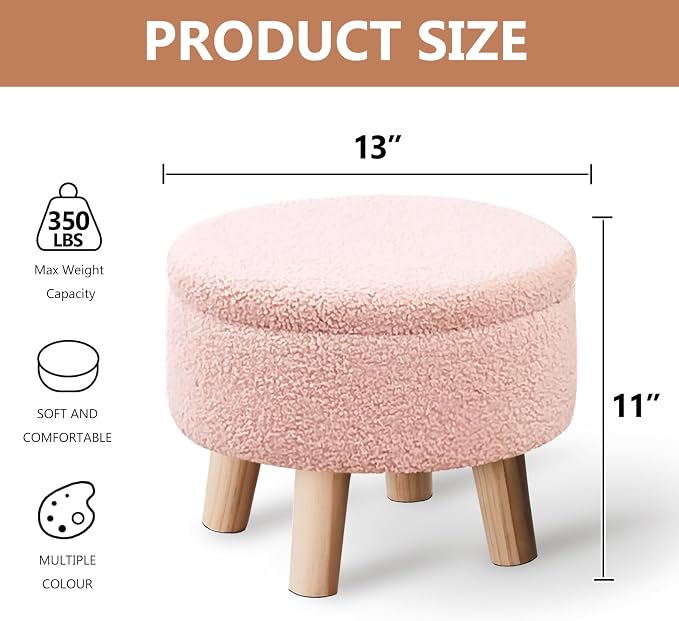Wimarsbon Storage Ottoman, Modern Round Footrest - Image 3