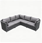 TWT Dark Gray 5-Piece Modular Outdoor Sofa, 5-Seater Free Combination Sectional by TWT