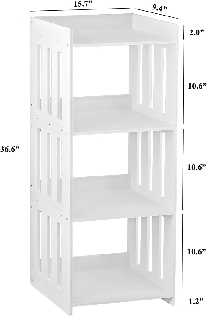 HAYOFAMY Bookshelf, Bookcase for Small Spaces, 4 Tier Shelf White Book - Image 3