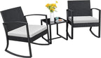 Homall Patio Furniture Set 3 Piece Resin Outdoor Bistro Set Rocking Patio Chairs by Homall