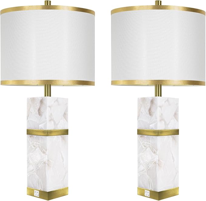Natural Alabaster Table Lamps Set of 2 - Image 7