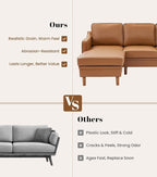 Kingfun 88" L-Shape Sofa, Faxu Leather Sectional Couch, Mid Century Modern - Image 9
