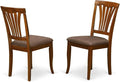 East West Furniture Avon 36" Linen Dining Chairs in Saddle Brown by EastWestFurniture