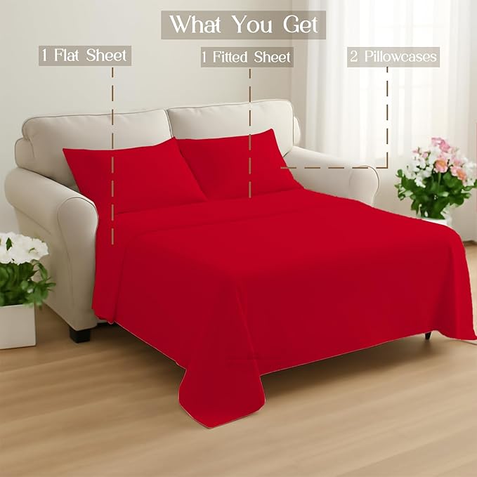 Sleeper Sofa Bed Sheet, 100% Cotton 400 Thread Count, 4 Piece Set, Deep Pocket - Image 8