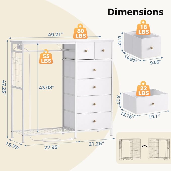 DUMOS White Dresser for Bedroom - Image 3
