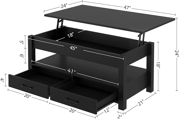 Rolanstar Coffee Table, Lift Top Coffee Table - Image 3