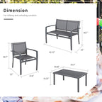 Shintenchi 4 Pieces Patio Furniture Set All Weather Textile Fabric Outdoor - Image 6
