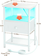 LOAKEKEL LED Night Stand with Charging Station, Small Bedside Table with USB - Image 7