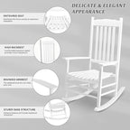 Outvita Outdoor Rocking Chair, Solid Wood High Back Rocker, All Weather Lounge - Image 4