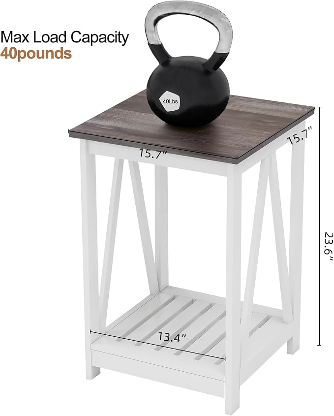 Farmhouse Square End Table, Accent Side Table - Image 2