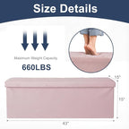 DUMOS 43in Foldable Storage Ottoman Bench, Storage Chest, Large End of Bed Foot - Image 3