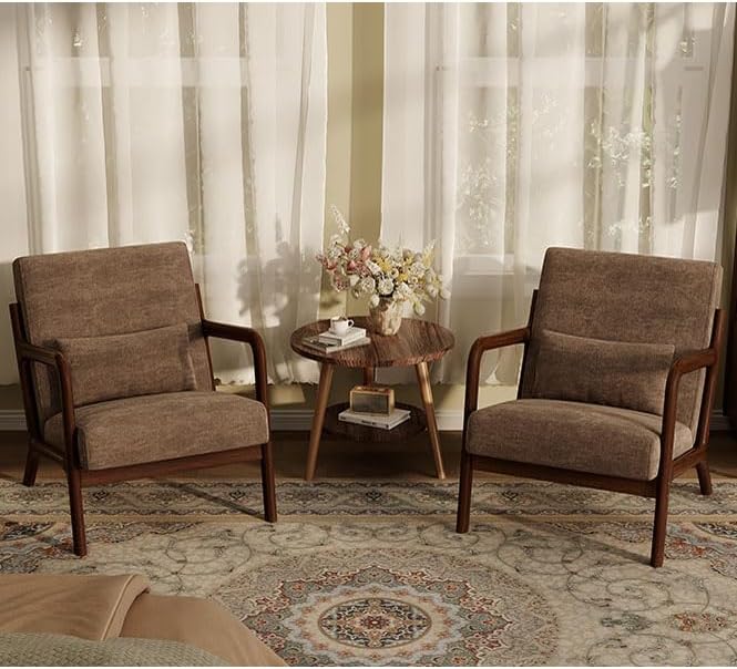 Garvee Mid-Century Chenille Accent Chair Set of 2, Cozy Reading Chair, Modern by Garvee