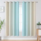 Aqua and Beige Ombre Blackout Curtains - Image 2