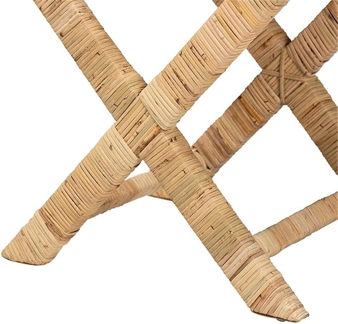 Baxton Studio Farica Modern Bohemian Natural Rattan and Mahogany Accent Bench - Image 6