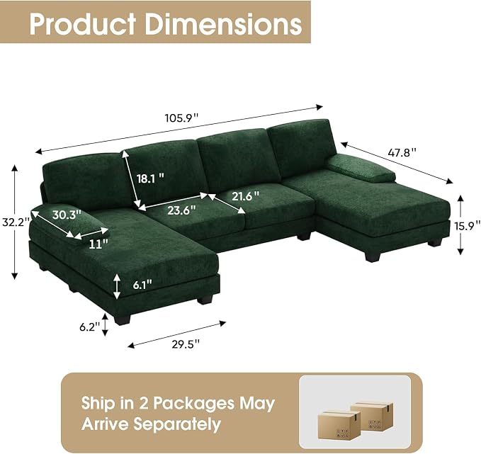 Furniwell Convertible Sectional Sofa Couch, 4 Seat Sofa Set - Image 2