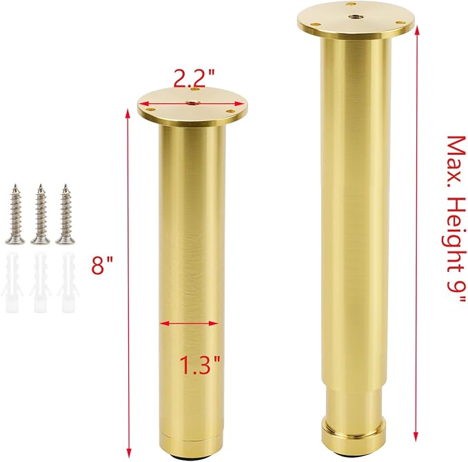 4 Pcs Gold Adjustable Sofa Legs Metal Modern Furniture Legs - Image 4