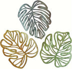 Palm Leaves Wood Wall Decor , 3Pcs Tropical Wall Art Jungle Decor, Wooden Natural Leaves Plant Wall Decor, Vintage Tropical Plant Plaque for Home Living Room Kitchen Bedroom Bathroom & Garden, Yellow&Blue&Green by Unknown