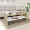 Scandinavian Style Coffee Table White and Sonoma Oak Engineered Wood Small by Unknown