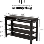 AQIMUELE Shoe Bench with Leather Cushion, 3 Tiers Shoe Storage Bench Height - Image 2