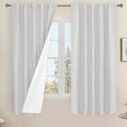 100% Blackout Linen Curtains 63 Inches by LAMIT