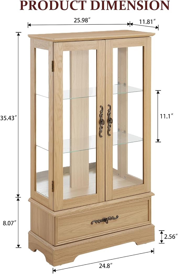 Lighted Glass Curio Display Cabinet - Image 2