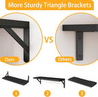 Fixwal Black Shelves for Wall, Wood Wall Mounted Floating Shelves for Bedroom - Image 4