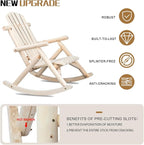 Outvita Wooden Rocking Chair Set of 2, Fir Log Adirondack Rocker, Outdoor Wood - Image 4