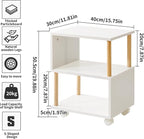 Aibiju Wooden Night Stand with Open Shelf, Nightstand with Wheels, S-Shaped Bed - Image 3