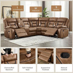 EBELLO Faux Leather Reclining Sectional Sofa Set - Image 3
