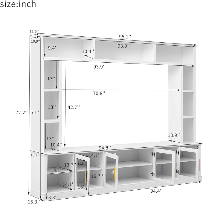 Merax 95" Entertainment Center for TVs up to 80", All-in-One TV Stand - Image 3