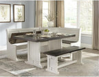 Pemberly Row Wood Breakfast Nook Set, Off White and Dark Brown Finish, Mahogany - Image 2